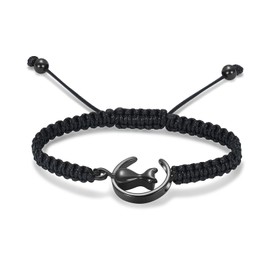 QGJNSGC Moon Urn Bracelet for Ashes Cat Cremation Jewelry Braided Rope Adjustable Keepsake Memorial Urn Jewelry Stainless Steel Ashes Braceletn for Women Men