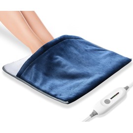 Foot Warmer Electric, Heating Pad King Size Ultra Soft Flannel, Extra Large for Bed, Abdomen, Feet, Back, Cramp, Office/Home Under Desk, 10ft Cord, Auto Off, 22" x 20" - Blue