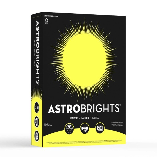 Astrobrights 24lb Lift Off Lemon Colored Paper for Crafting and