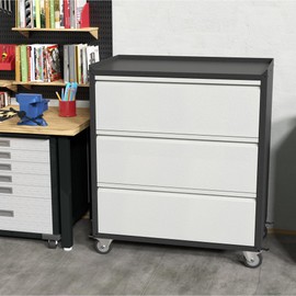 Waqiv 3 Drawers Metal Tool Storage Cabinet,Rolling Garage Storage Cabinets with Wheels,Mobile Tool Cabinet for Home,Office Garden Shop