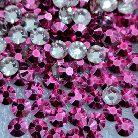 MajorCrafts 2000pcs 4mm ss16 Metallic Flat Back Round 14 Facets Resin Rhinestones Arts and Crafts Embellishment Gems (Dark Pink M03)