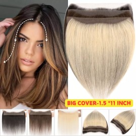 SEGO CLEARANCE 100% Remy Human Hair Forehead Hairline Topper Lace Base BIG Hairpiece - #04 Medium Brown-Lace, 0.75in*6.25in-10 inch, Handtied Lace Base+100% Human Hair