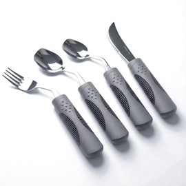Adaptive Cutlery Set – Weighted for Hand Tremors & Parkinson's, 42°Angled Shovel Spoon, 70g (Grey, Right-Handed)