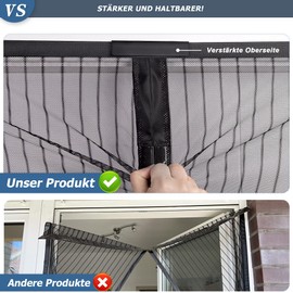 Jarolift Fly Screen Magnetic Curtain for Doors, Various Sizes And Colours Available No Drilling Necessary, Black , 140 x 250 cm