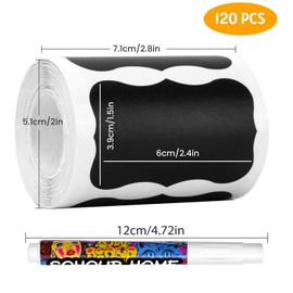 Chalkboard Labels,Removable Labels Reusable Waterproof Mason Jar Labels Stickers for Blackboard Sticker,Mason Jars, Storage, Craft Rooms, Glass Bottle, Store Home & Kitchen (Wavy Shape-120pcs)