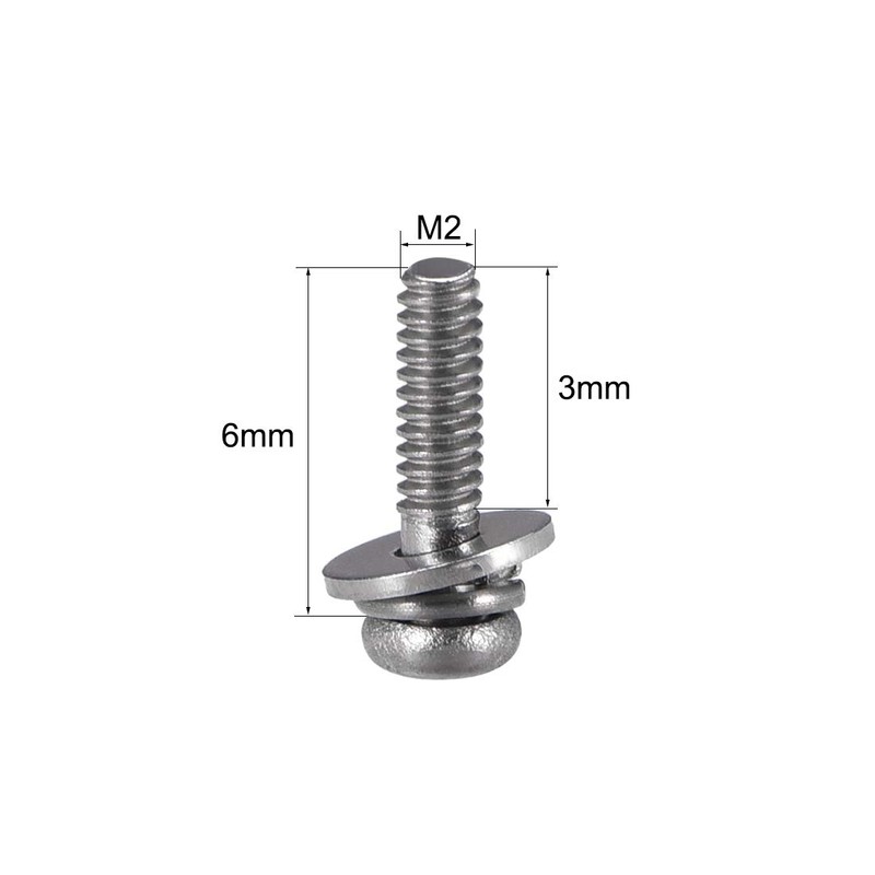 sourcing map M2 x 6mm Stainless Steel Phillips Pan Head