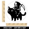 Gleeful Grim Reaper Death Riding On Black Cat Rubber Stamp