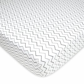 American Baby Company Fitted Crib Sheet 28" x 52", Soft Breathable Neutral 100% Cotton Jersey Sheet, Gray Zigzag, for Boys and Girls, Fits Crib and Toddler Bed mattresses