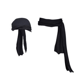 HugeDE Pirate Costume Set Pirate Head Scarf Pirate Waist Sash Belt Pirate Bandana Headband Pirate Head Wrap Pirate Cosplay Accessories for Adults Black