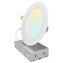 LUXRITE 6 Inch Canless Spotlight, LED Recessed Lighting, 5CCT 2700K-5000K, Dual Dimmable, 800/1050/1250 Lumens, CRI 90, 10W/13W/15W Selectable, 120-277V, IC Rated, Wet Rated, ETL Listed