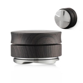 58mm Coffee Distributor - Wood Grain Espresso Distribution Tool with Stainless Steel Base,Adjustable Depth Coffee Tamper and Leveler