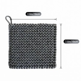 Eiyye Thick Crocheted Pot Holders, Handmade Hot Pads Crocheted Trivets for Kitchen hot Dishes(2-Pack), 8"x8" (Dark Grey)