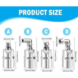 Auto Water Level Control Float Valve 1/2" 3/4" - 304 Stainless Steel, No Pump Needed for Water Tanks, Fish Ponds, Livestock Troughs, Hydroponics, Pool(2 Pack Long)