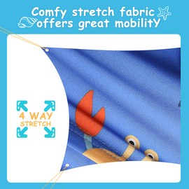 MaaMgic Boys' 4-Way Stretch Swimming Trunks, Quick-Drying Swimming Shorts with Mesh Lining Pockets and Adjustable Drawstring, Reusable, crab royal blue