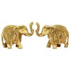 ITOS365 Brass Trunk Up Elephant Statues Set of 2 -