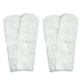 GBM Geckos - Plush Double Tread Non-Slip Safety Socks 2-PACK (White, Medium)