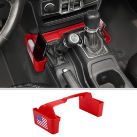 JWWY Gear Shift Storage Box Compatible with 2018-2025+ Jeep Wrangler JL JLU & Gladiator JT 4xe Center Consoles & Organizers Trunk for Jeep Wrangler JL Interior Accessories Red