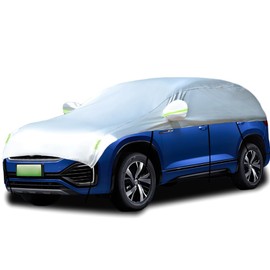 Guuffe Half Car Cover Car Cover for Sunshade Half Car Body Cover Snow Cover Waterproof Universal Silver with Cotton (SUV)