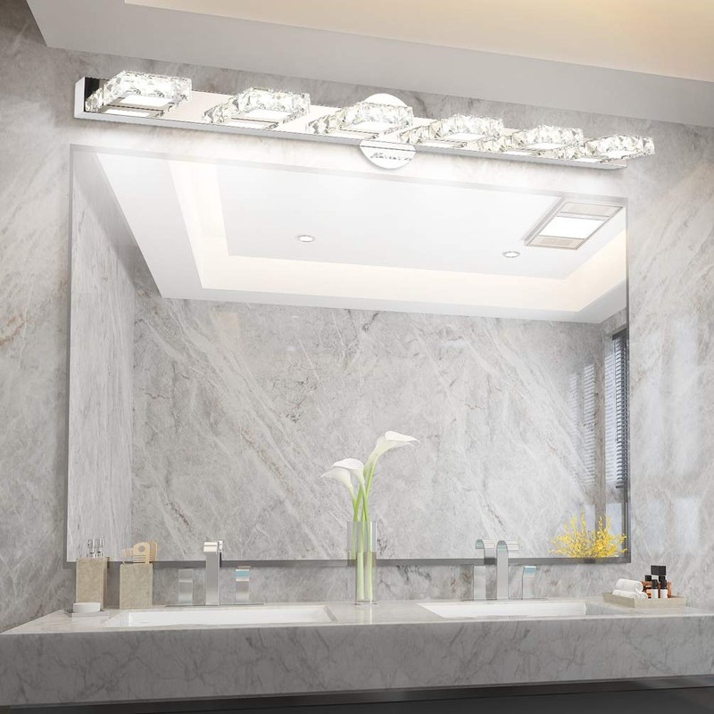 Aipsun 41 Inches Crystal Vanity Lights Over Mirror Long Bathroom