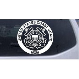 Rad Dezigns United States Coast Guard Mom Military Car Window Wall Laptop Decal Sticker - White 6in X 5.6in