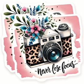 Camera Magnets - Floral Camera Decor - Photography Lover - Motivational Quote Magnets - 2 Pack - 5" Wide Design - Sticks to Fridges, Lockers, Toolboxes & More - Made in USA - AQM2252