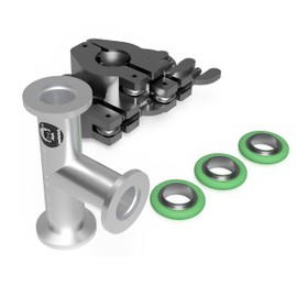 bmotiontech superior grade ISO-KF NW16 KF16 Flange Tee Fitting with 3 sets of Aluminum wing nut clamps & O-rings (KF16 Equal TEE w/ 3 clamps)