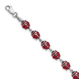 IceCarats 925 Sterling Silver Ladybug Chain Charm Bracelet