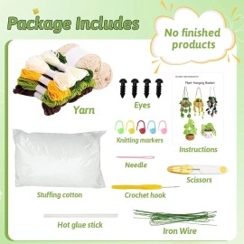 GAME Crochet Kit for Beginners 5 Pcs Potted and Hanging Plant Crochet Kit Flowers ...