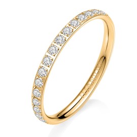 AROWRO 2mm Women Titanium Eternity Ring Cubic Zirconia Engagement Anniversary Ring Wedding Band for Women Men Girls Size 6.5 Gold