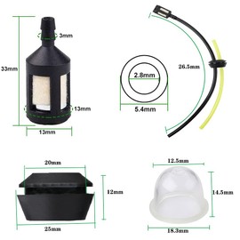Moritale Fuel Lines Hose Fuel Filter Kit Spare Parts Primer Bulb for Strimmer Brush Cutter Lawnmower Shears Trimmer Pruners (2)