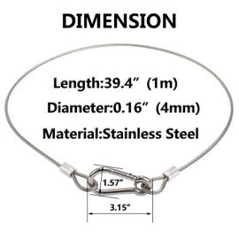 Stainless Steel Safety Cable Lock, Security Steel Cable Heavy Duty Cable Wire with Carabiner Lock Flexible Cable for Luggage Lock Hanging Light Plants Picture