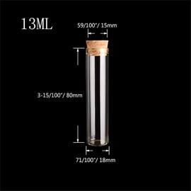 13ml Test Tube with Cork Stopper, Glass Test Tubes-[12pcs Bulk Set]-18x80mm