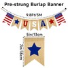 GCQQ USA Banner Burlap 9.8FT 4th of July Decorations Red