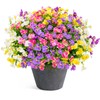 Artificial Flowers Pansies for Outdoor,12 Bundles Faux Plants Plastic Fake Silk Bouquet Flower Pansy, UV Resistant Spring Summer Decoration for Yard (12, Red Purple Yellow White)