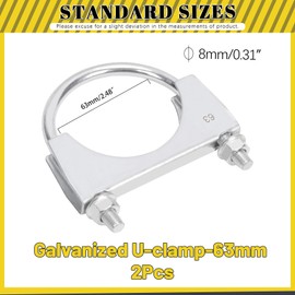 Mardatt 2 pieces 2-1/2 inch (63 mm) exhaust U clamp, silencer U-bolt clamps, U bolt saddle exhaust clamp, U bolt exhaust tip, exhaust hook, exhaust clip, U bolt clamp for exhaust system