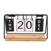 Jeanoko Desk Flip Calendar Iron Frame Wood Base Standing Perpetual