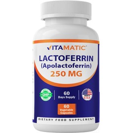 Vitamatic Lactoferrin 250mg (Apolactoferrin), 60 Vegetable Capsules - Promotes Healthy Immune Function*