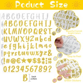 648 Pieces 8 Sheets Letter Stickers Glitter Small Self Adhesive Alphabet Number Vinyl Stick on Letter Stickers for Scrapbooking Mailbox Numbers Crafts Classroom Decor (Gold and Silver,1 Inch)