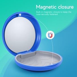 Retainer Case For Invisalign Aligner, with 2 Pcs Chewies, Free Aligner Removal Tool And Portable Travel Bag, Mirror Clear Braces Dental Storage Case, Snap Closure Orthodontic Container (Blue)