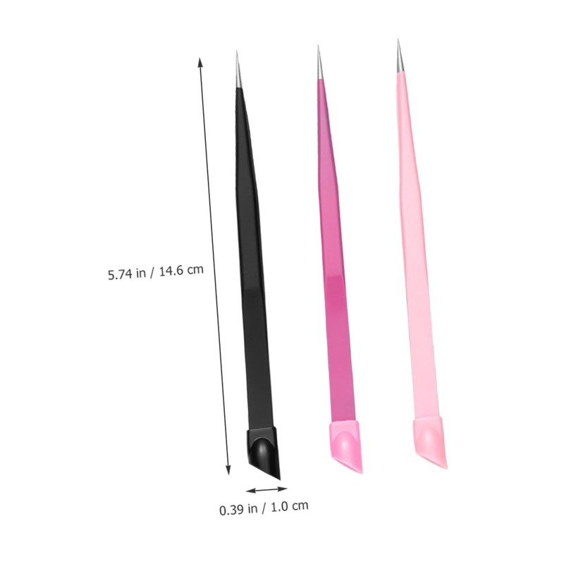 TOVINANNA 3pcs Nail Art Tweezers Double-ended Tweezers for Eyelash Extensions