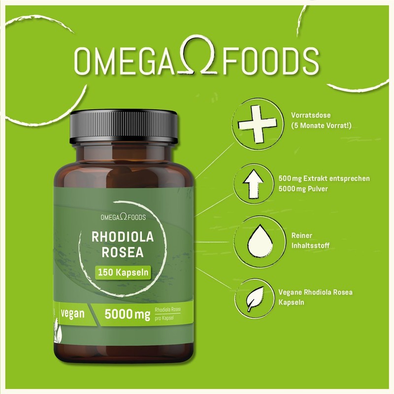Rhodiola Rosea Capsules - 5000mg Rose Root Rhodiola - 150