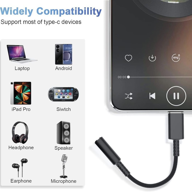 USB C to 3.5mm Headphone Jack Adapter – Type C