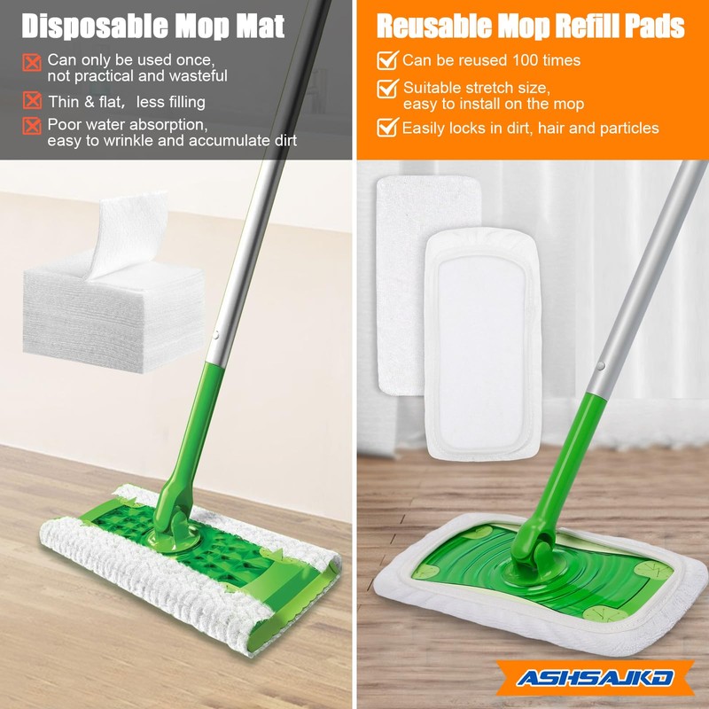 4 Pack Reusable Mop Refill Pad Suitable for Swiffer Sweeper