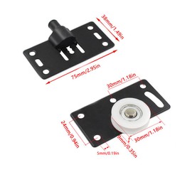 UtySty 2 Set Sliding Roller Pulley Silent Nylon Mounting Bottom Wheel with Top Switch Hardware Pulleys Replacement for Cabinet Door Closet Window Wardrobe Drawer Furniture Accessories