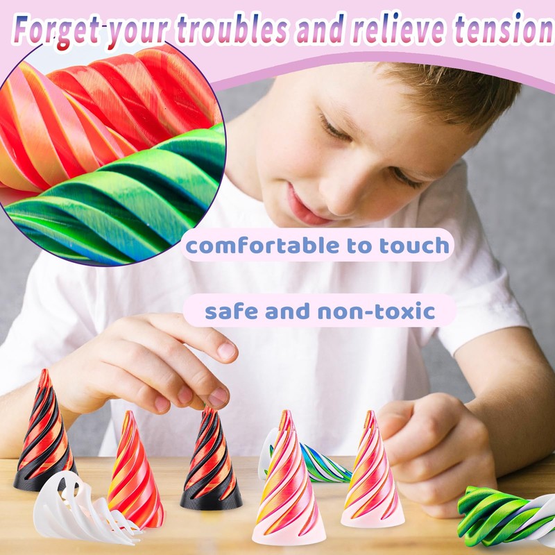 3D Printed Rotating Spiral Cone Fidget Toy Impossible Pyramid Passthrough