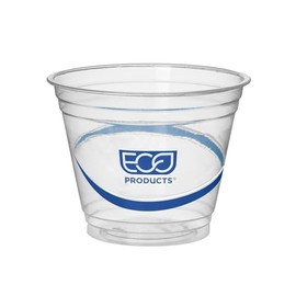 Eco-Products BlueStripe Recycled Disposable Cold Cups, Renewable Eco-Friendly rPET Plastic Cups, 9 fl oz, Case of 1000