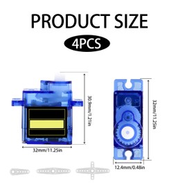 Servo Motor – 4PCS Micro Gear Servo Kit for RC Robots, Cars, Compatible with Arduino – 180° Rotation, Lightweight – Micro Robotics Parts