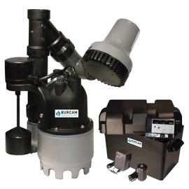 B BURCAM QUALITY PUMPS SINCE 1978 300828BUPZ 1/3HP Cast Iron Sump Pump With 12 Volts Battery Backup System