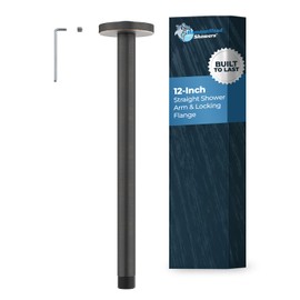 HammerHead Showers Solid Metal 12 Inch Ceiling Mount Shower Arm and Flange with Set Screw, Extra Long Straight Shower Arm for Rain Shower Head, Ceiling-Mounted Rain Shower Arm, Oil Rubbed Bronze