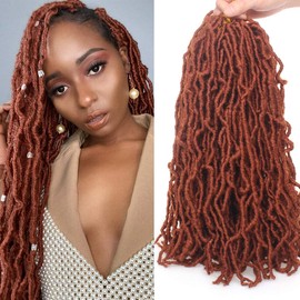 6 Packs Copper Red New Faux Locs Crochet Hair Pre-looped 18 Inch Ginger Goddess Faux Locs Dreadlocks Crochet Hair Synthetic Soft Locs Hair Extensions For Women (18 inch, 350#)